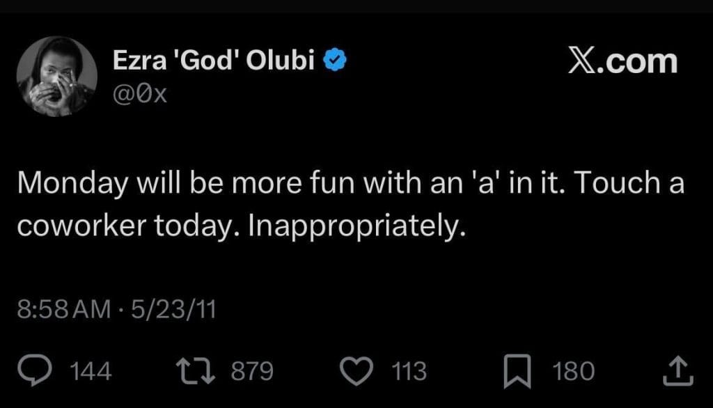 Ezra Olubi tweet